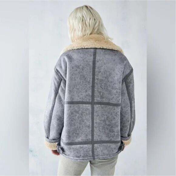 NWT Urban Outfitters BDG Stevie Aviator Coat Gray Small - Picture 2 of 8